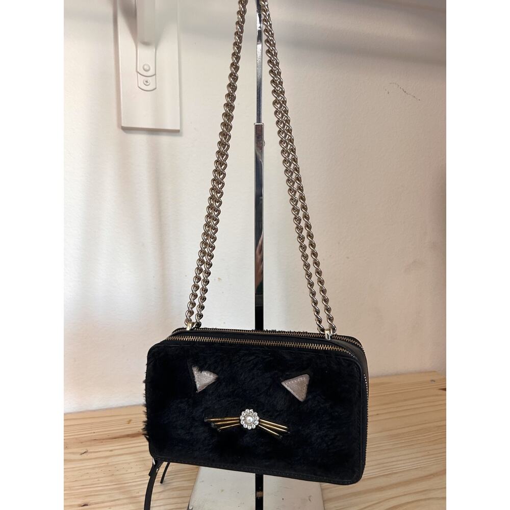 Kate Spade New York - Brighton Lane Marigold black furry cat crossbody bag